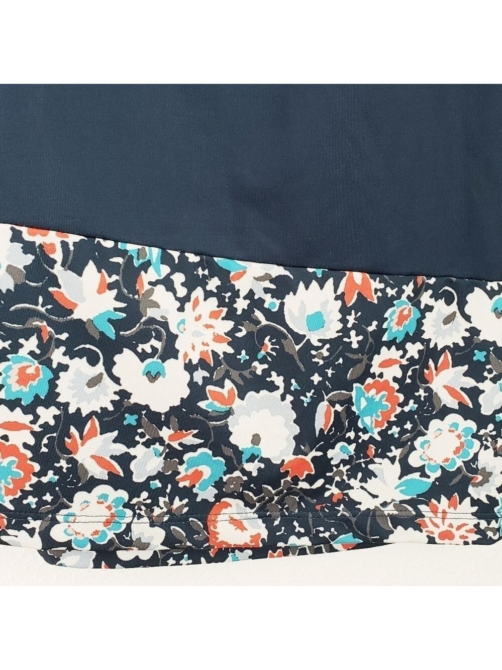 Floral Trim Navy Tank Top - Picture 4 of 7